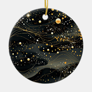 Utformning av Futuristiskan Midnight Black och Gul Julgransprydnad Keramik