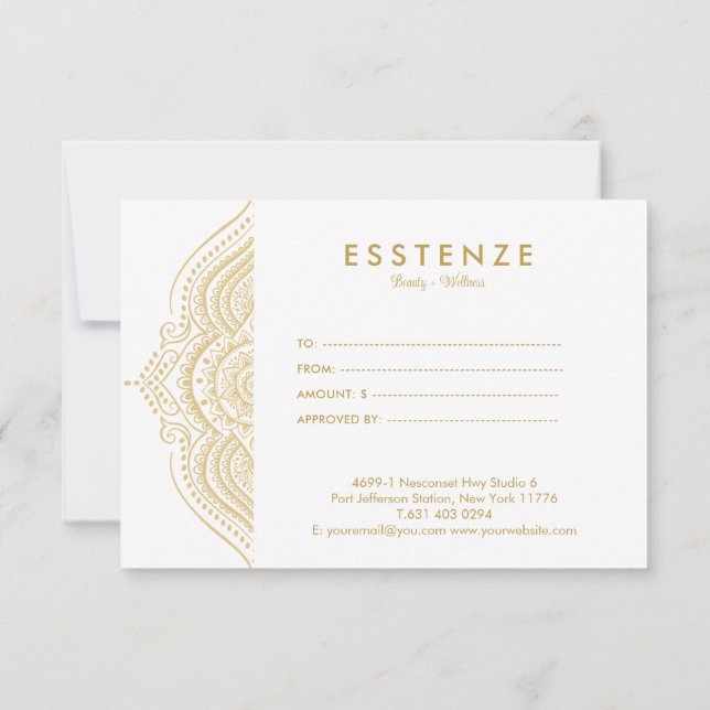 Utformning av gåvsintyg för guld Mandala (Baksida)