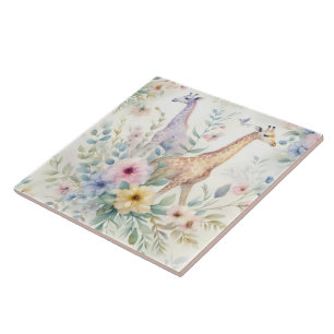 Utformning av giraffelpanel med Blommigtens dekorf Kakelplatta