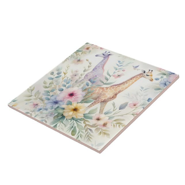 Utformning av giraffelpanel med Blommigtens dekorf Kakelplatta (Sidan)