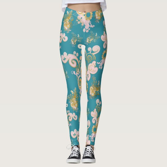 Utformning av glatt abstrakt-blommor leggings (Framsida)