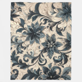 Utformning av  grädde och marin blå Blommigt Fleecefilt