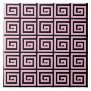 Utformning av grekiska Nyckel - rosa och svart Kakelplatta