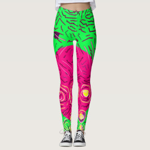 Utformning av grön rosa och gult för kalk leggings