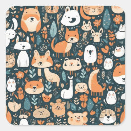 Utformning av grönt för roligt av för kutym djur fyrkantigt klistermärke