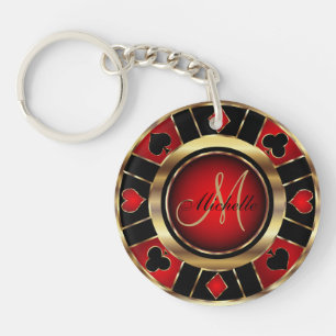 Utformning av guld och Red Poker Chip - Monogram