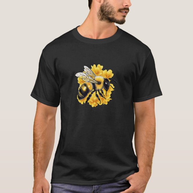 Utformning av guldhonungsbin och blommor t shirt (Framsida)