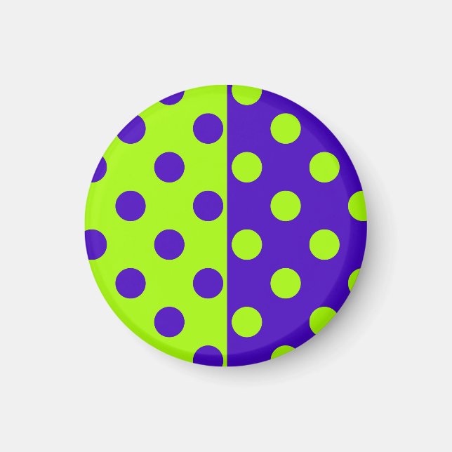Utformning av halvblå Grönt Polka dots Mönster Magnet (Framsidan)