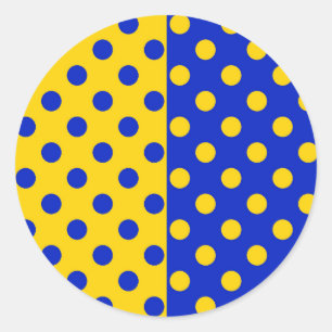 Utformning av halvblå Gult Polka dots Mönster Runt Klistermärke