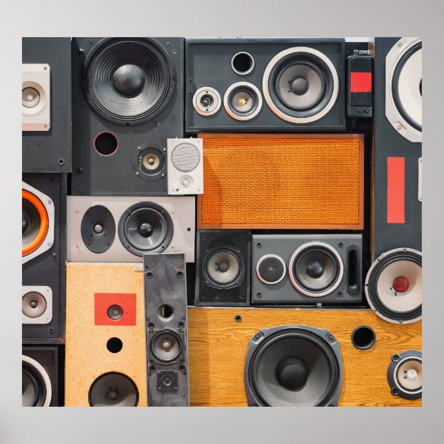 Utformning av högtalarvägg för Retro Music Poster (Framsidan)