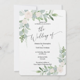Utformning av inbjudan till Greenery & White Weddi