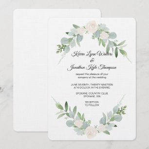 Utformning av inbjudan till Greenery & White Weddi