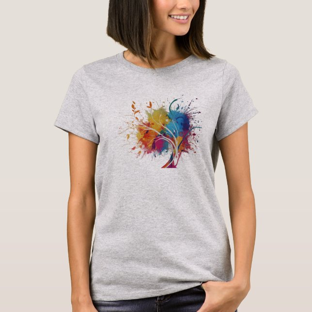 Utformning av konstverk Stänk Träd i Abstrakt T Shirt (Framsida)