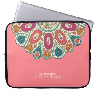 Utformning av koral Rosa Hand plockade Henna Circl Laptop Sleeve