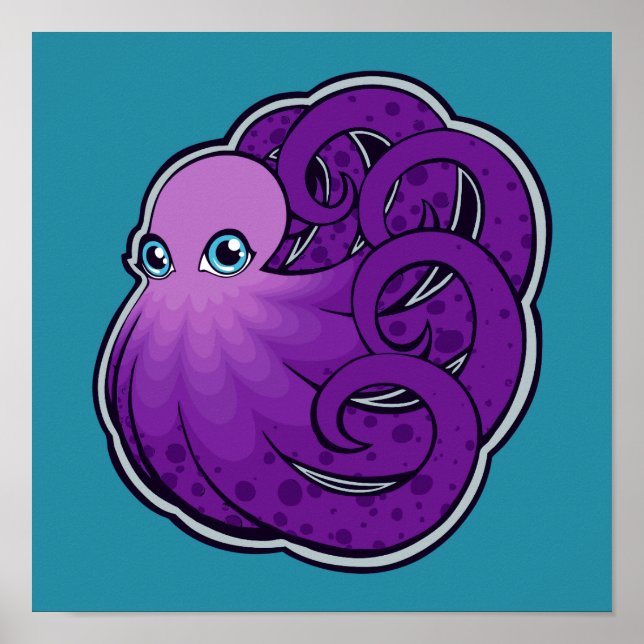 Utformning av kröd Lila, fläckig bläckfisk Bläck T Poster (Framsidan)