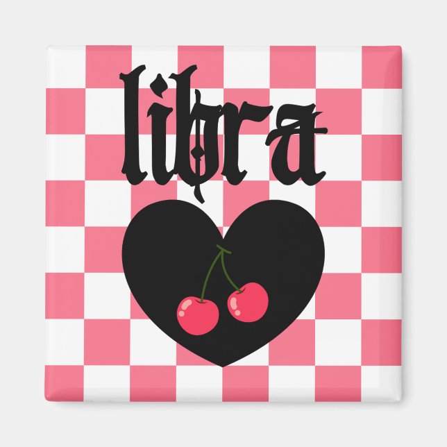 Utformning av Libra Gothic Aesthetic Checkered Che Magnet (Framsidan)