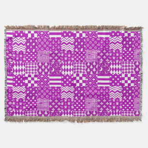 Utformning av lila White Mixed Mönster Patchwork Filt