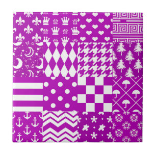 Utformning av lila White Mixed Mönster Patchwork Kakelplatta