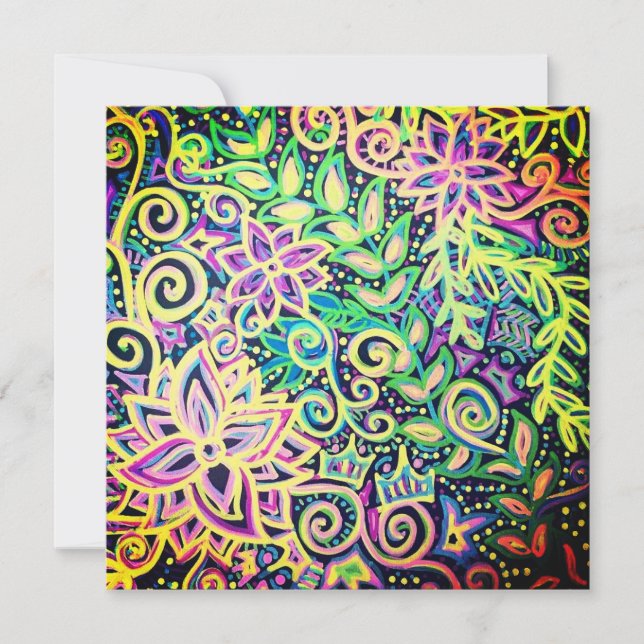 Utformning av ljusa blommigtar julkort (Framsida)