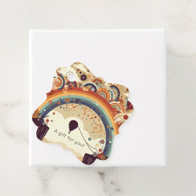 Utformning av matad regnbåge med Luftballong Gåvor Etiketter (På plats)