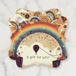 Utformning av matad regnbåge med Luftballong Gåvor Etiketter