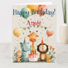 Utformning av matta djurbarn med födelsedag inslag kort