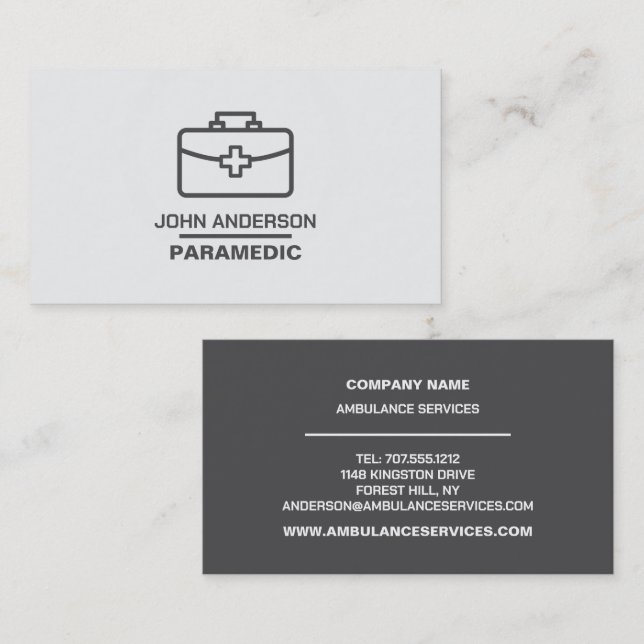 Utformning av medicinska säckar, EMT, Sjukvårdare Visitkort (Fram/baksida)