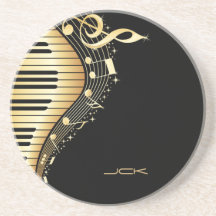 Utformning av Monogram Elegant Black och Guld Musi