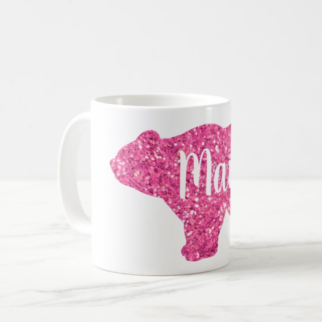 Utformning av mousserande rosa glitter Mamma Kaffemugg (Framsida vänster)