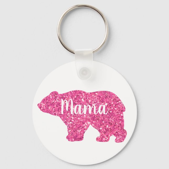 Utformning av mousserande rosa glitter Mamma Nyckelring (Framsida)