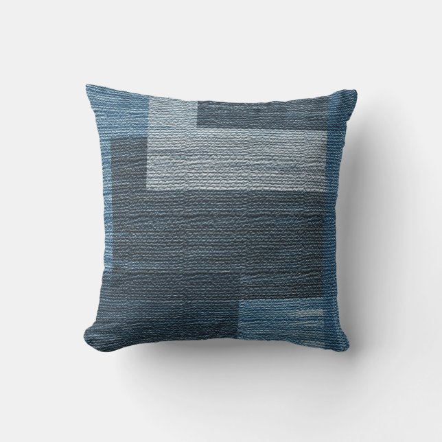 Utformning av MVB Weasted Blue/Grått Faux Burlap O Kudde (Framsida)