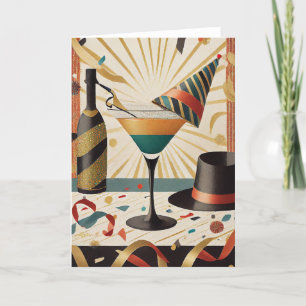 Utformning av Nyårsaftonen Cocktail Hour Mid Centu Kort