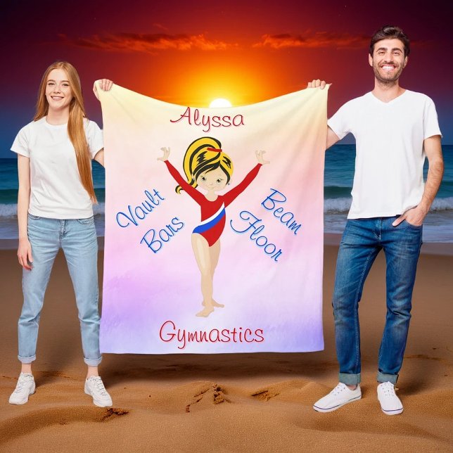 Utformning av Ögon-gymnastik i Cute Blonde Gymnast Fleecefilt (Skapare uppladdad)