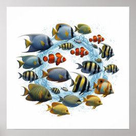 Utformning av olika fiskskolor poster