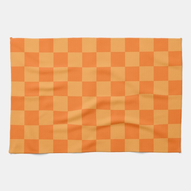Utformning av Orangen Light and Mörk Checker Kökshandduk (Horisontell)