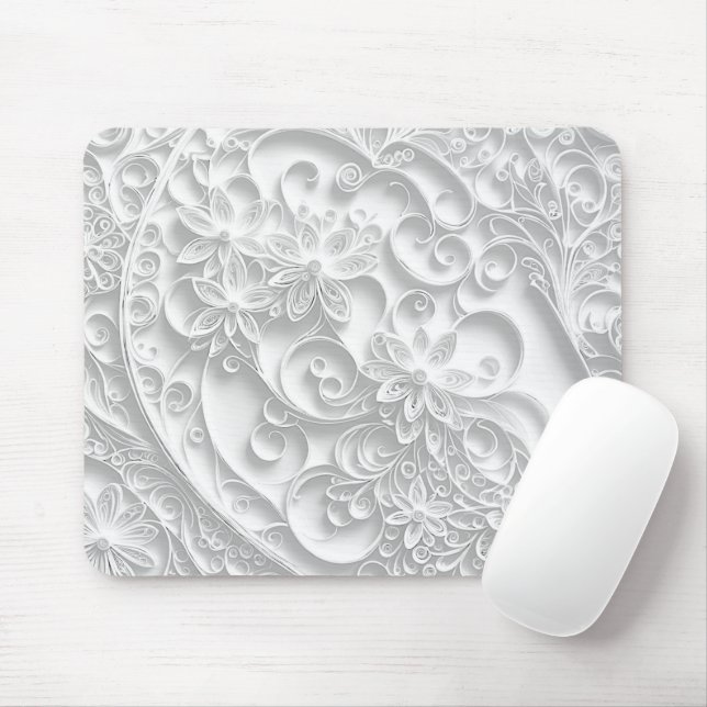 Utformning av Papper Quilling-Daisy i silver Musmatta (Med mus)