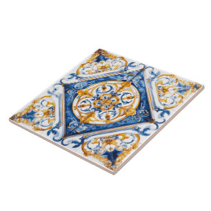 Utformning av plattan elegant Blue och Guld Kakelplatta