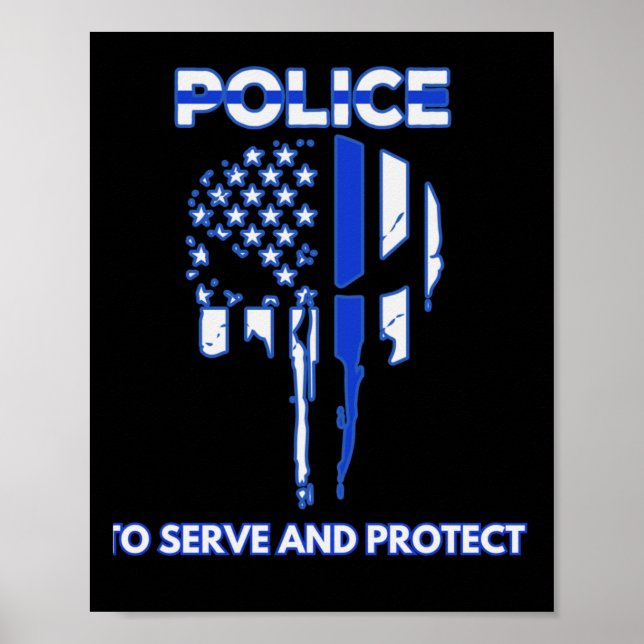 Utformning av polisskull med blå linje poster (Framsidan)