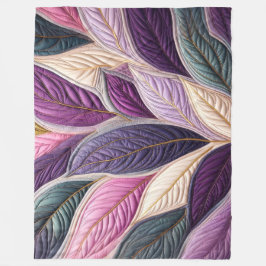 Utformning av Quiled Lila Blue Rosa Lövs Fleecefilt