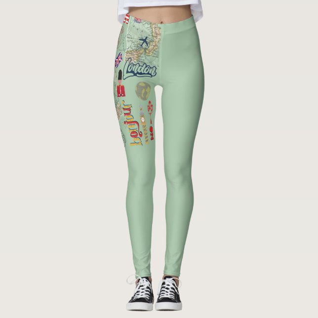 Utformning av resande älskare Världskartor för sta Leggings (Framsida)