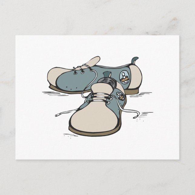 utformning av retrobowlingskor vykort (Framsida)