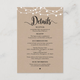 Utformning av Rustic Farm String Ljus, Bröllop-inf Tilläggskort