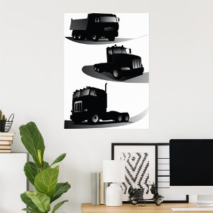 Utformning av Rustic Three Black Lastbilar Vintage Poster