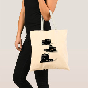 Utformning av Rustic Three Black Lastbilar Vintage Tygkasse