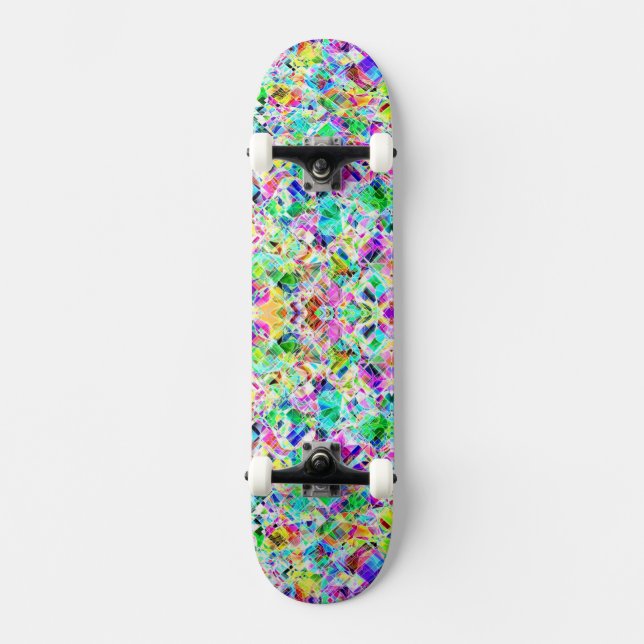 Utformning av ruttfärgade fragment mini skateboard bräda 18,5 cm (Framsida)