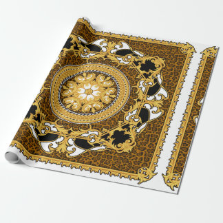 Utformning av silke scarf med djurtryck och gyllen presentpapper