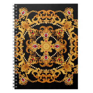 Utformning av silke scarf med ruby gem-stenar och anteckningsbok