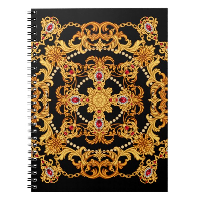 Utformning av silke scarf med ruby gem-stenar och  anteckningsbok (Framsidan)