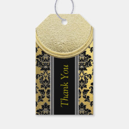 Utformning av skadeskydd i svartvitt och Guld Presentetikett