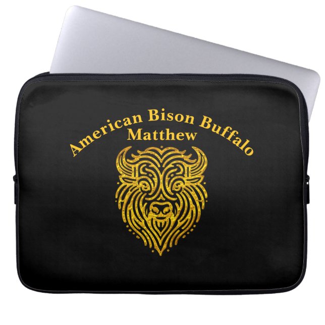 Utformning av snyggten för Guld Bison Buffalo Head Laptop Fodral (Framsidan)